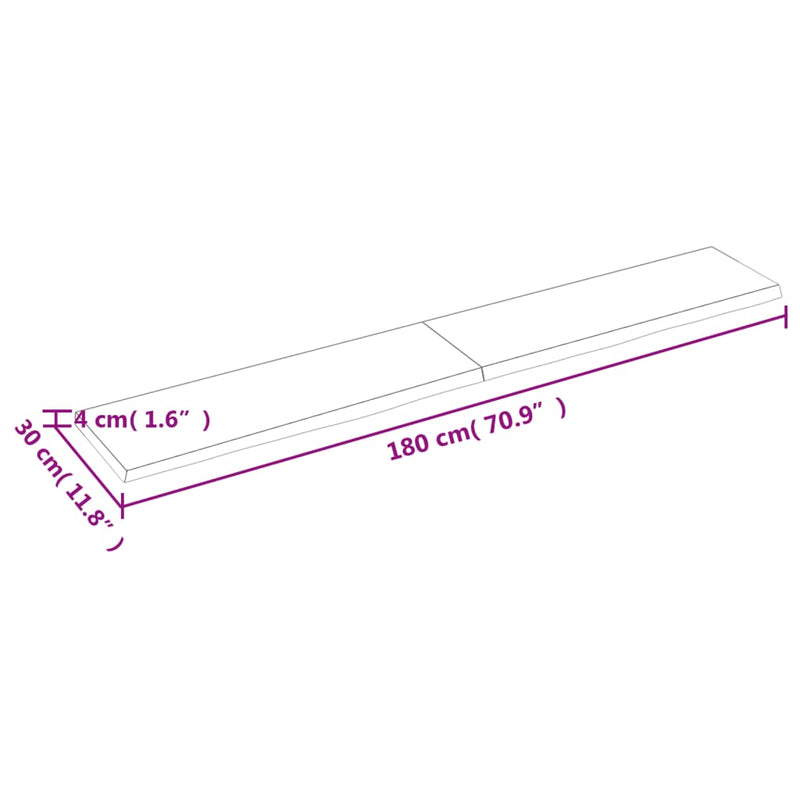 Wandregal Hellbraun 180x30x(2-4) cm Massivholz Eiche Behandelt