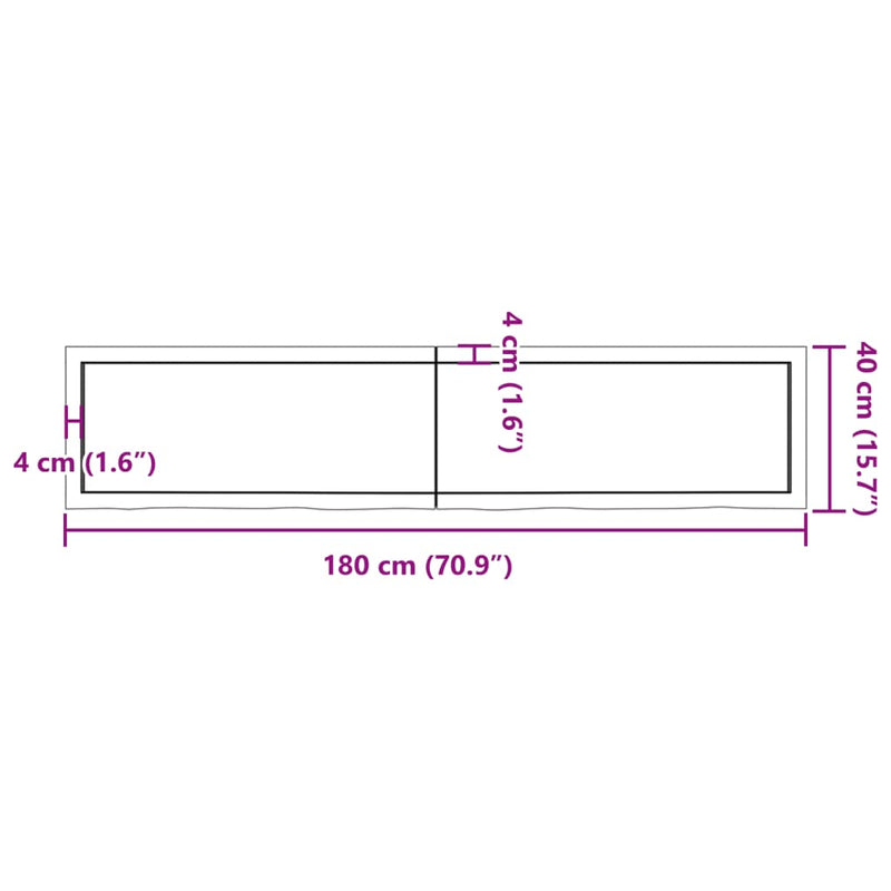 Wandregal Hellbraun 180x40x(2-4) cm Massivholz Eiche Behandelt