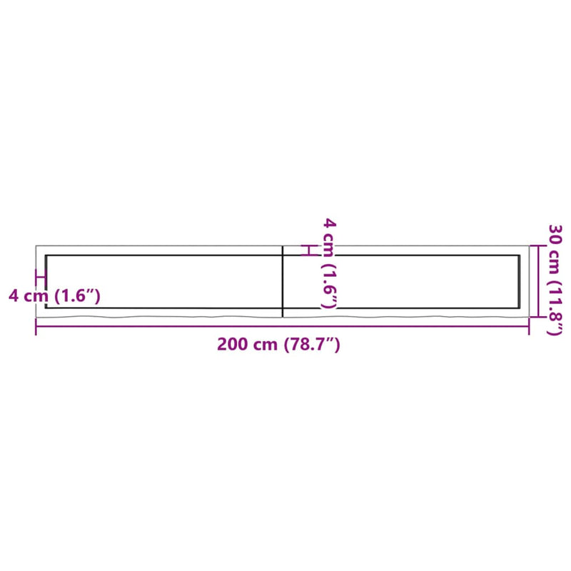 Wandregal Hellbraun 200x30x(2-6) cm Massivholz Eiche Behandelt