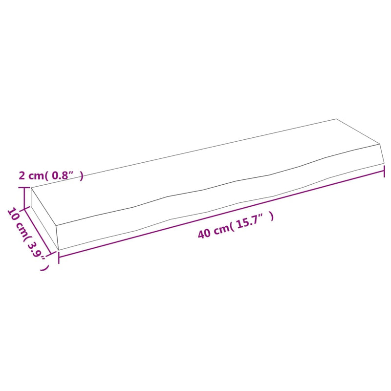 Wandregal Dunkelbraun 40x10x2 cm Massivholz Eiche Behandelt