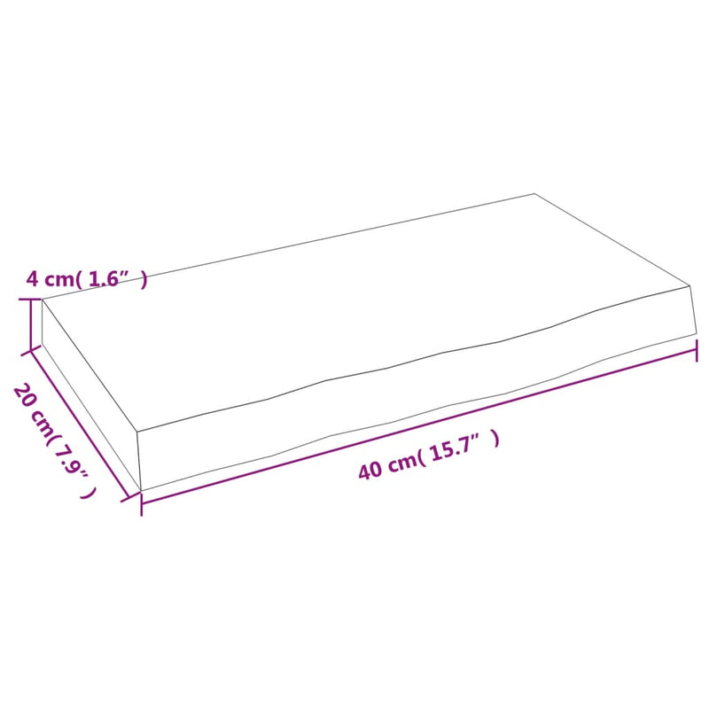 Wandregal Dunkelbraun 40x20x4 cm Massivholz Eiche Behandelt