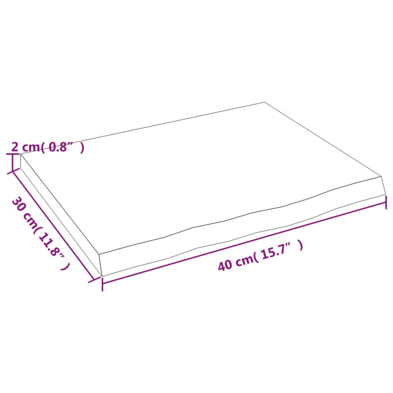 Wandregal Dunkelbraun 40x30x2 cm Massivholz Eiche Behandelt