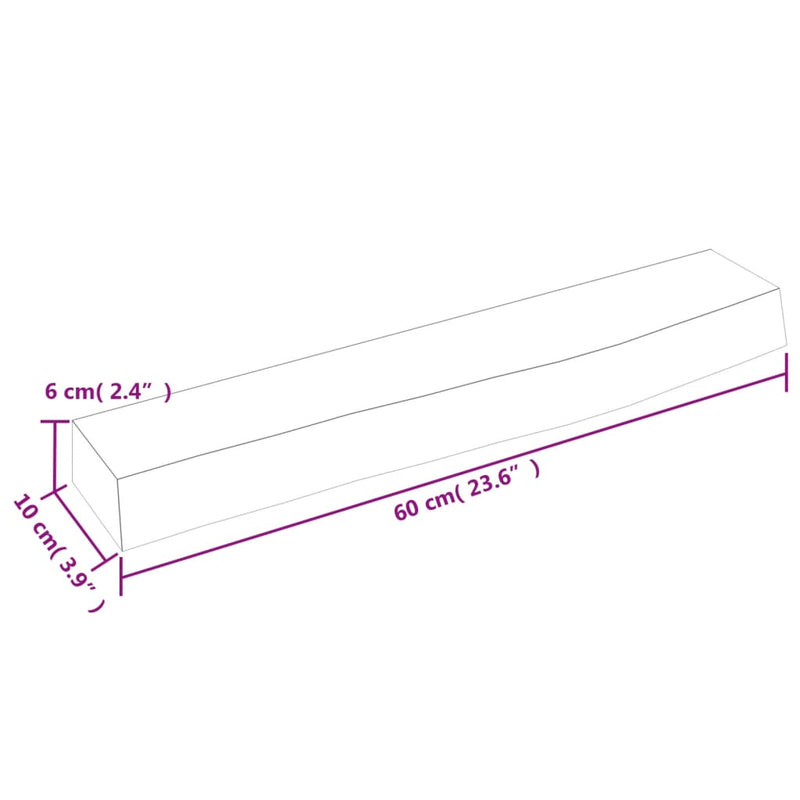 Wandregal Dunkelbraun 60x10x6 cm Massivholz Eiche Behandelt