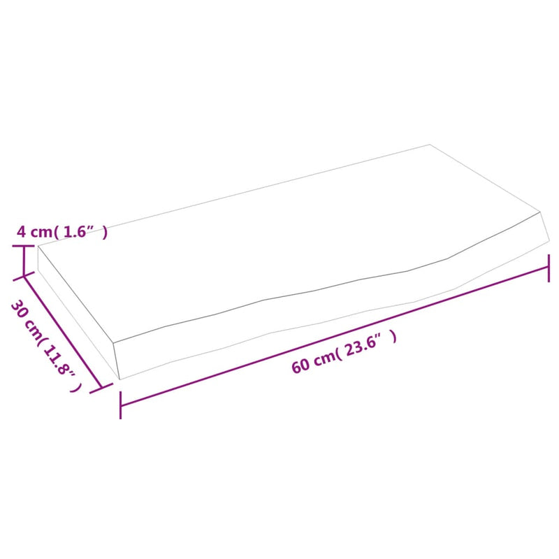 Wandregal Dunkelbraun 60x30x(2-4) cm Massivholz Eiche Behandelt