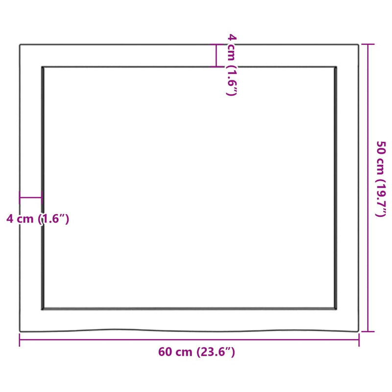 Wandregal Dunkelbraun 60x50x(2-4) cm Massivholz Eiche Behandelt