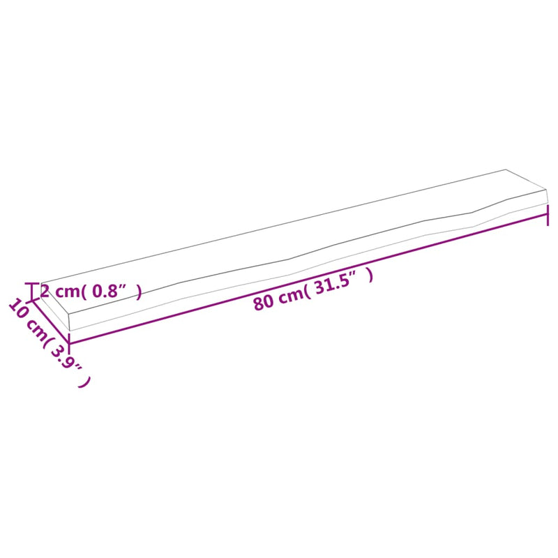 Wandregal Dunkelbraun 80x10x2 cm Massivholz Eiche Behandelt