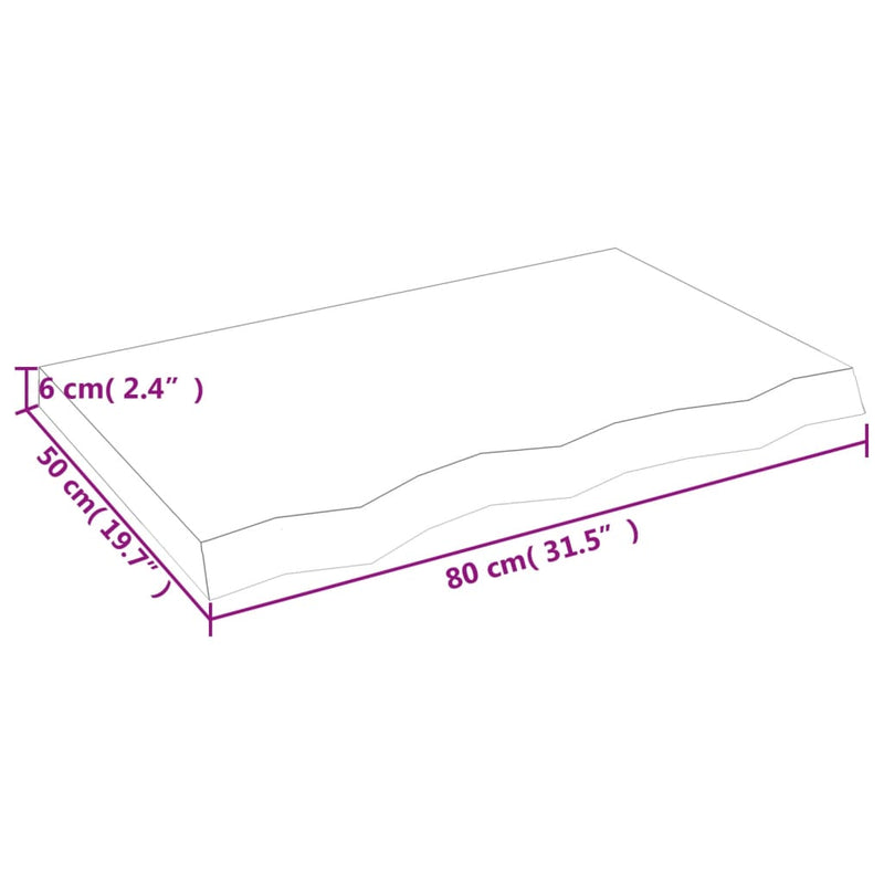 Wandregal Dunkelbraun 80x50x(2-6) cm Massivholz Eiche Behandelt