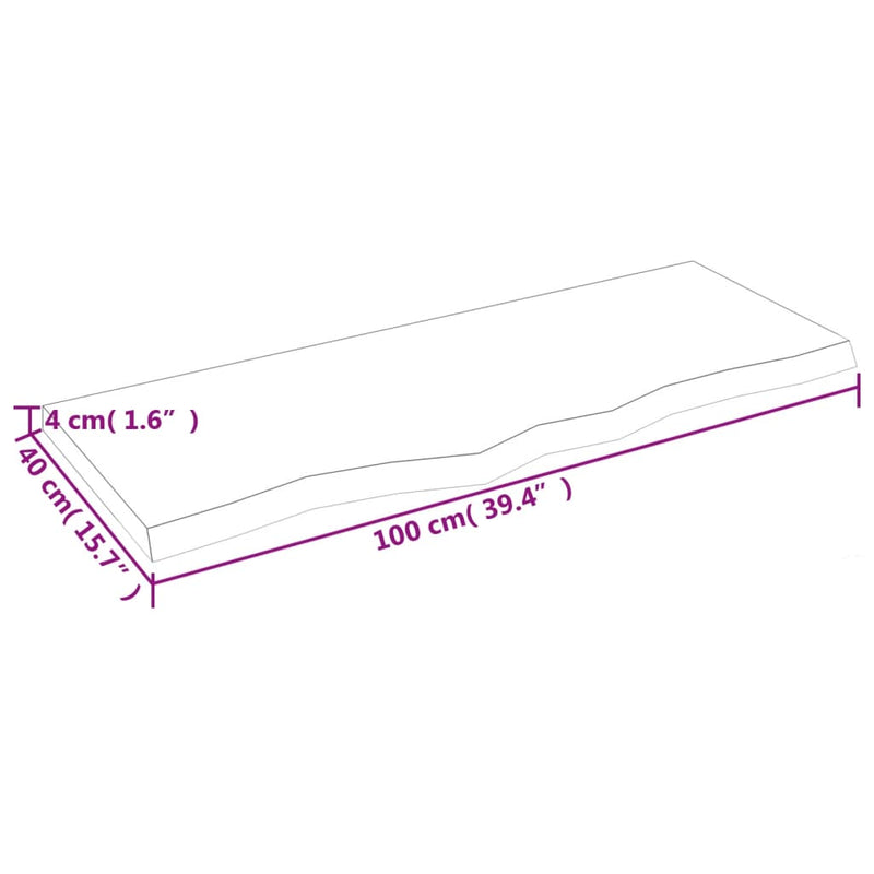 Wandregal Dunkelbraun 100x40x(2-4)cm Massivholz Eiche Behandelt