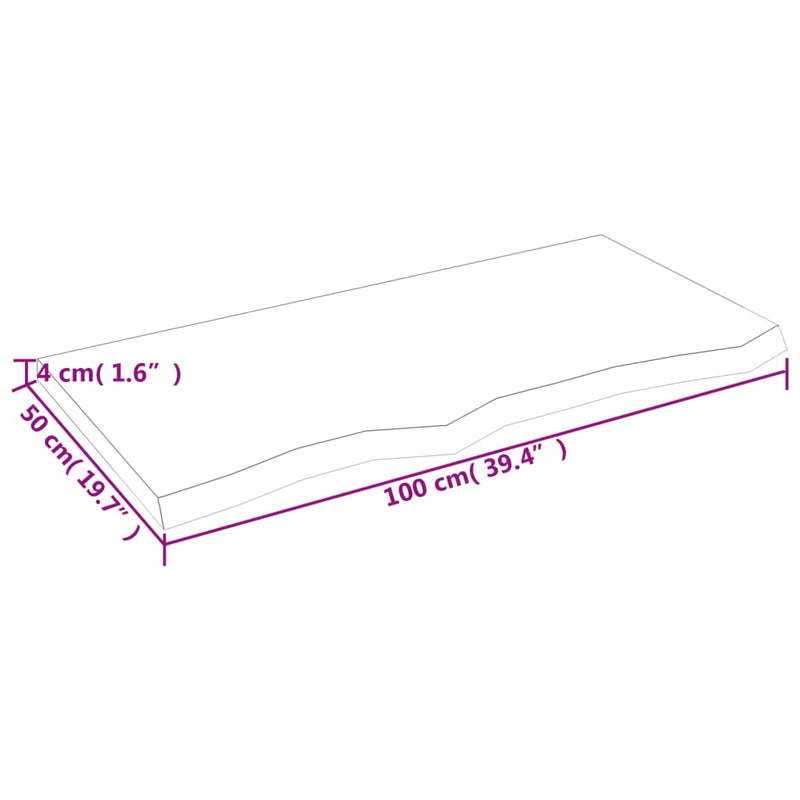 Wandregal Dunkelbraun 100x50x(2-4)cm Massivholz Eiche Behandelt