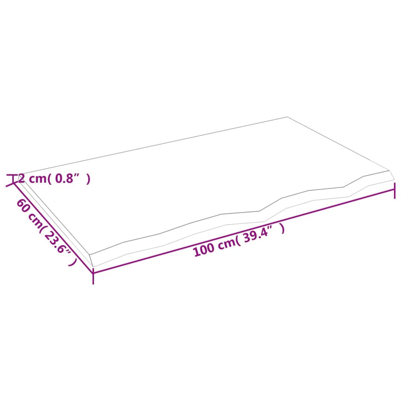 Wandregal Dunkelbraun 100x60x2 cm Massivholz Eiche Behandelt