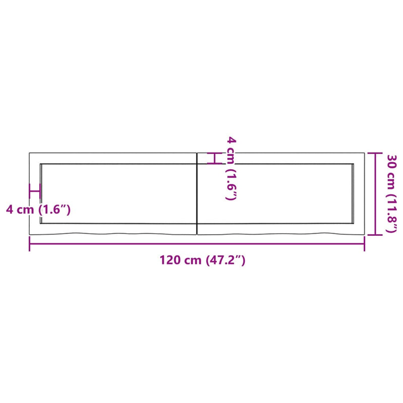 Wandregal Dunkelbraun 120x30x(2-6)cm Massivholz Eiche Behandelt