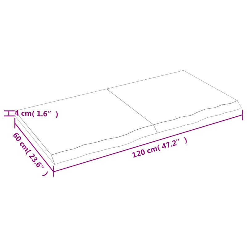 Wandregal Dunkelbraun 120x60x(2-4)cm Massivholz Eiche Behandelt