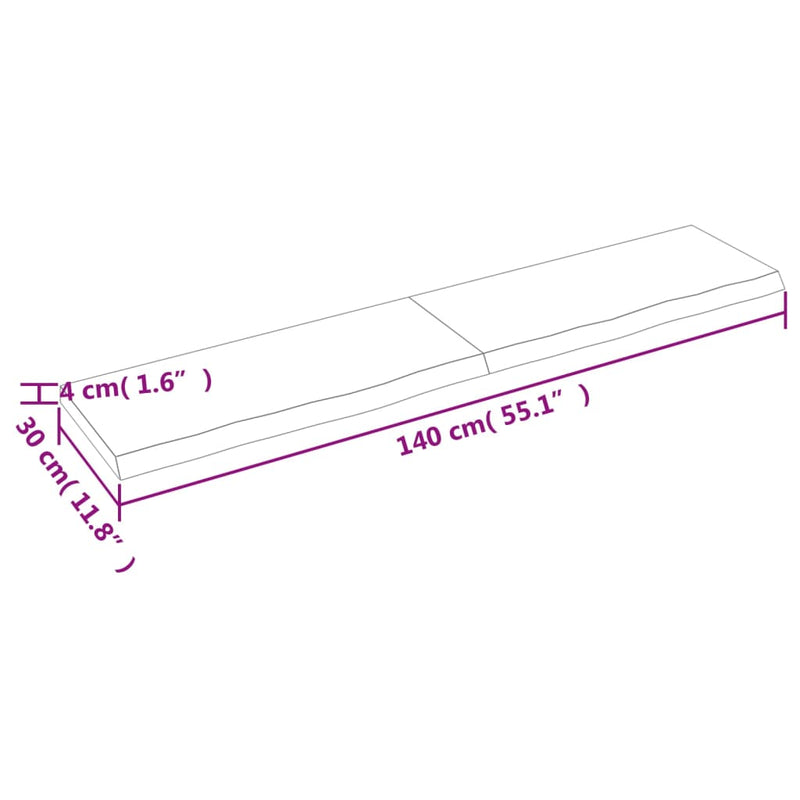 Wandregal Dunkelbraun 140x30x(2-4)cm Massivholz Eiche Behandelt