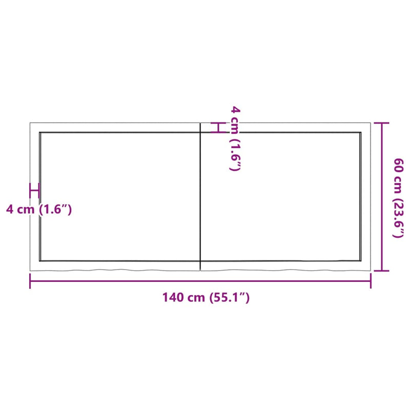 Wandregal Dunkelbraun 140x60x(2-6)cm Massivholz Eiche Behandelt