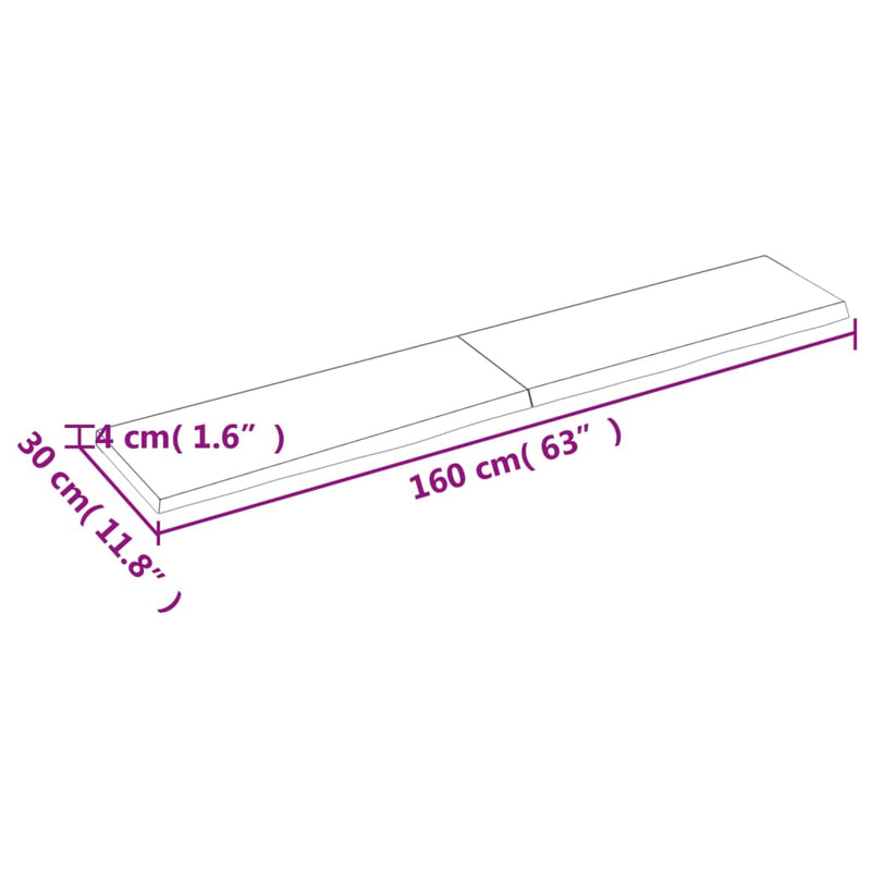 Wandregal Dunkelbraun 160x30x(2-4)cm Massivholz Eiche Behandelt