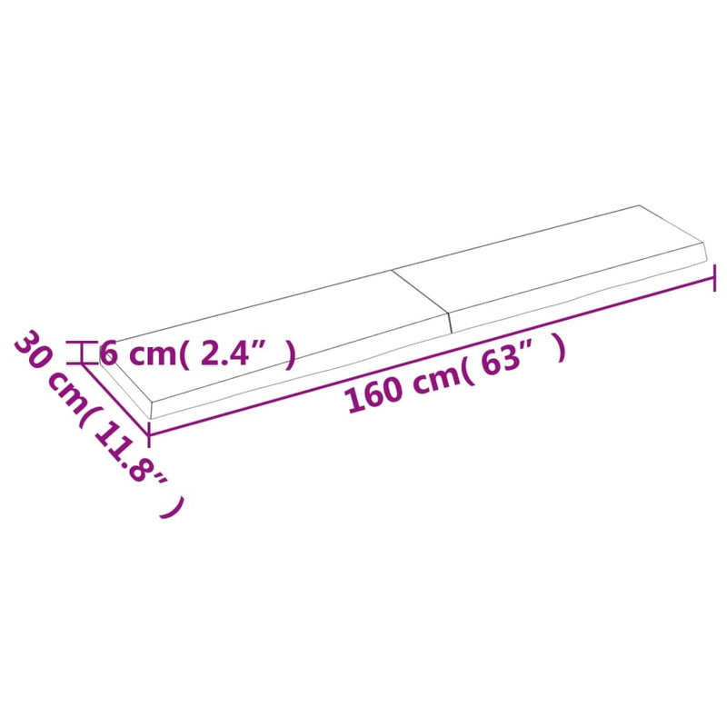 Wandregal Dunkelbraun 160x30x(2-6)cm Massivholz Eiche Behandelt