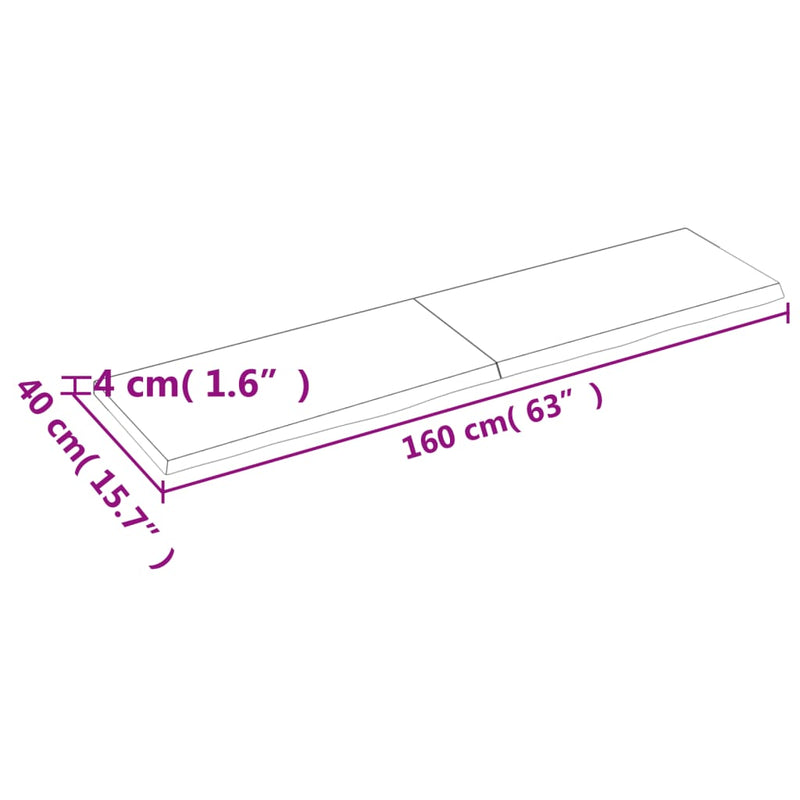 Wandregal Dunkelbraun 160x40x(2-4)cm Massivholz Eiche Behandelt