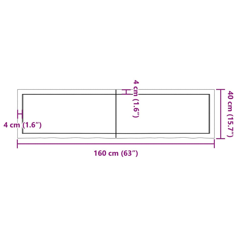 Wandregal Dunkelbraun 160x40x(2-6)cm Massivholz Eiche Behandelt