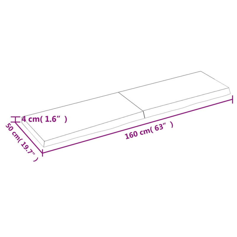 Wandregal Dunkelbraun 160x50x(2-4)cm Massivholz Eiche Behandelt