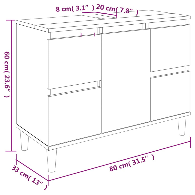 3-tlg. Badmöbel-Set Schwarz Holzwerkstoff