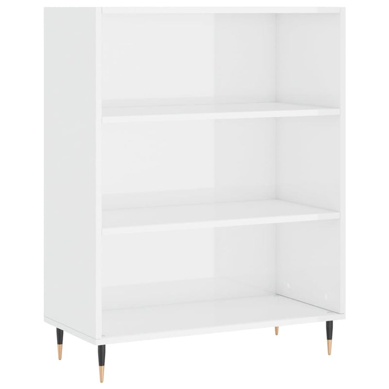 Bücherregal Hochglanz-Weiß 69,5x32,5x90 cm Holzwerkstoff