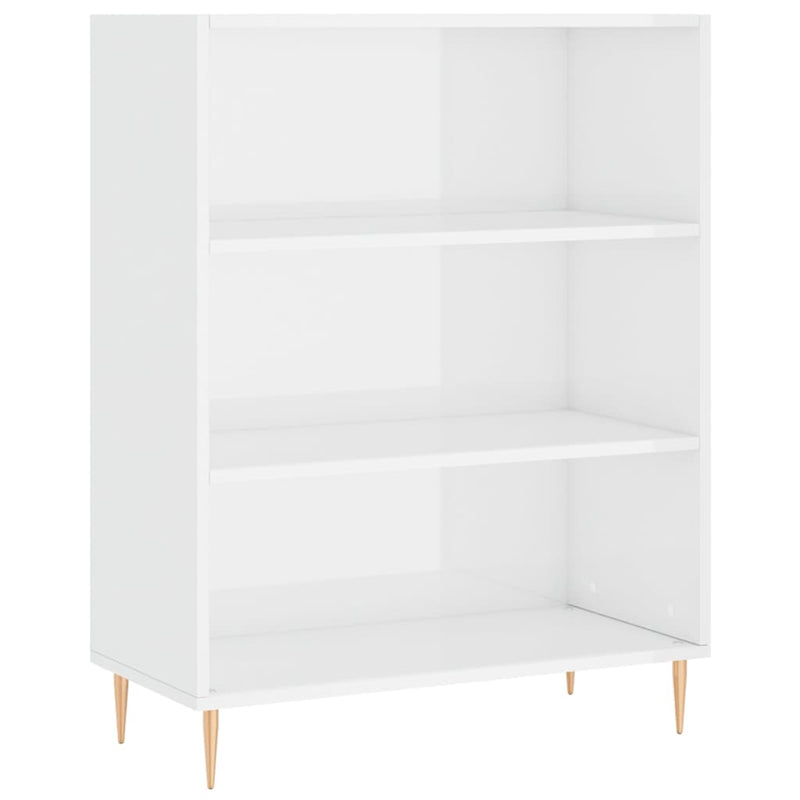 Bücherregal Hochglanz-Weiß 69,5x32,5x90 cm Holzwerkstoff