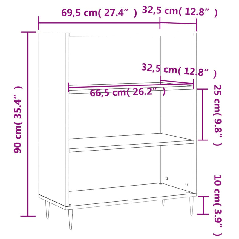 Bücherregal Räuchereiche 69,5x32,5x90 cm Holzwerkstoff