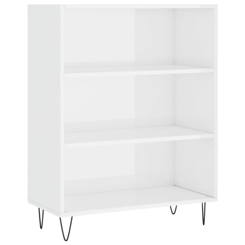 Bücherregal Hochglanz-Weiß 69,5x32,5x90 cm Holzwerkstoff