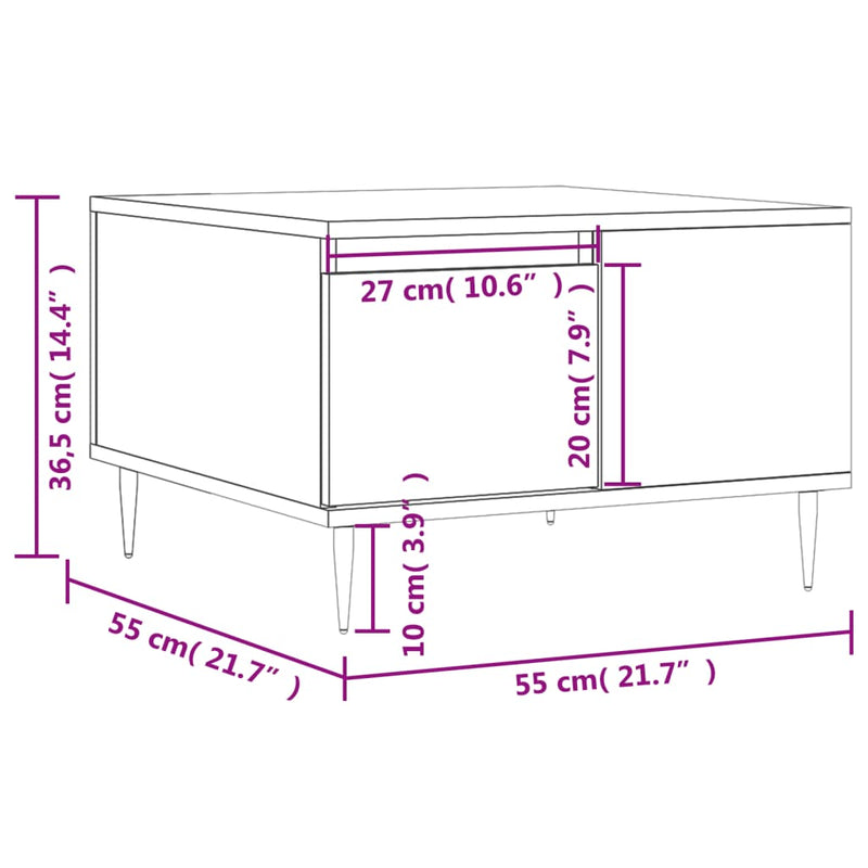 Couchtisch Grau Sonoma 55x55x36,5 cm Holzwerkstoff