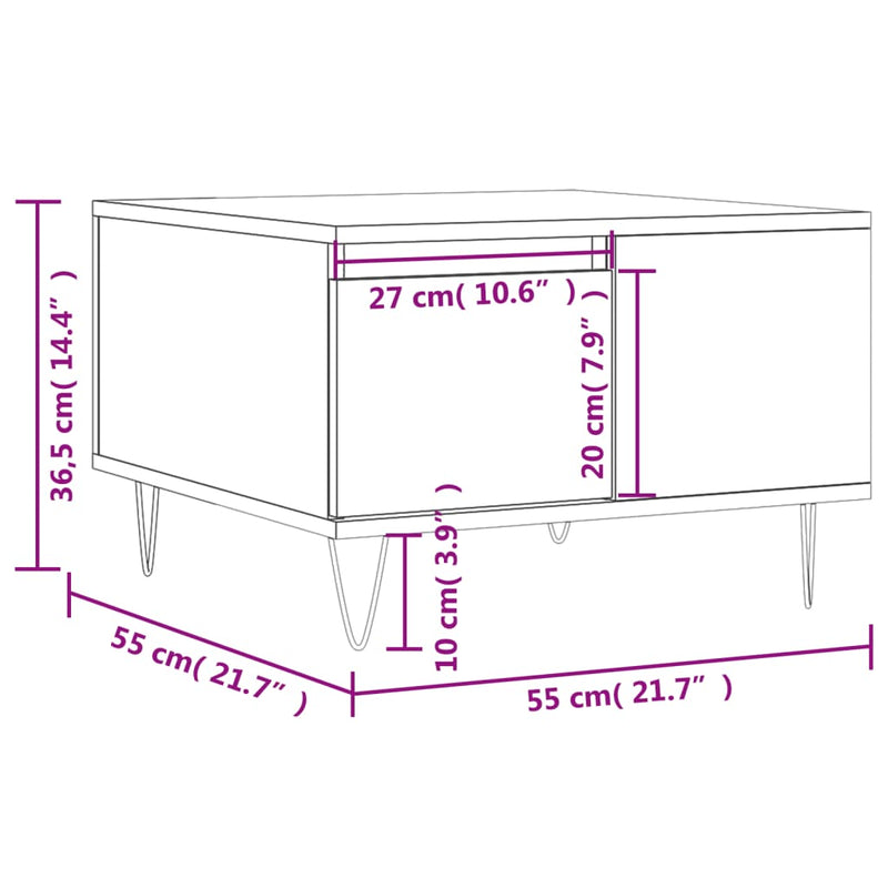 Couchtisch Hochglanz-Weiß 55x55x36,5 cm Holzwerkstoff