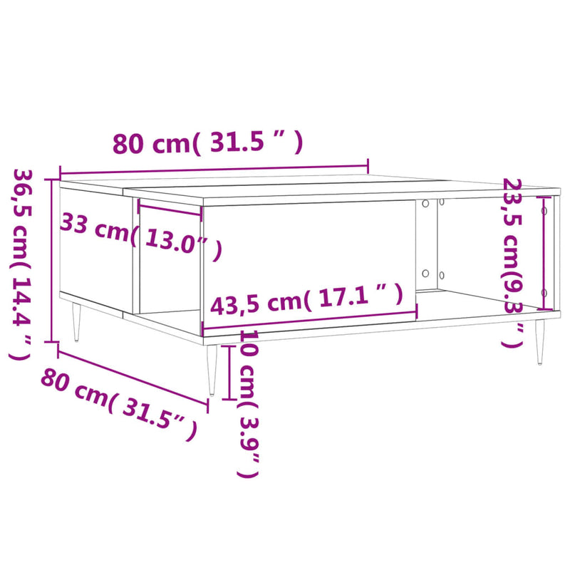 Couchtisch Hochglanz-Weiß 80x80x36,5 cm Holzwerkstoff