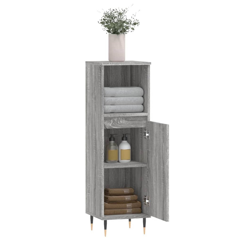 Badschrank Grau Sonoma 30x30x100 cm Holzwerkstoff