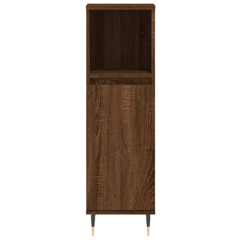 Badschrank Braun Eichen-Optik 30x30x100 cm Holzwerkstoff