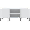 Plattenschrank Weiß 121X38X48 Cm Holzwerkstoff Hochglanz-Weiß