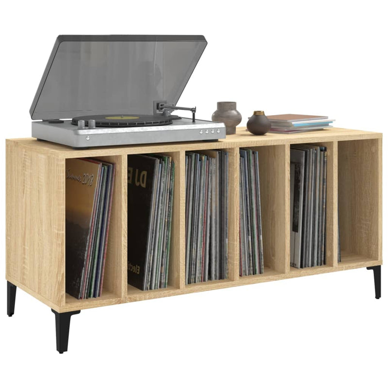 Plattenschrank Sonoma-Eiche 100X38X48 Cm Holzwerkstoff Weiß