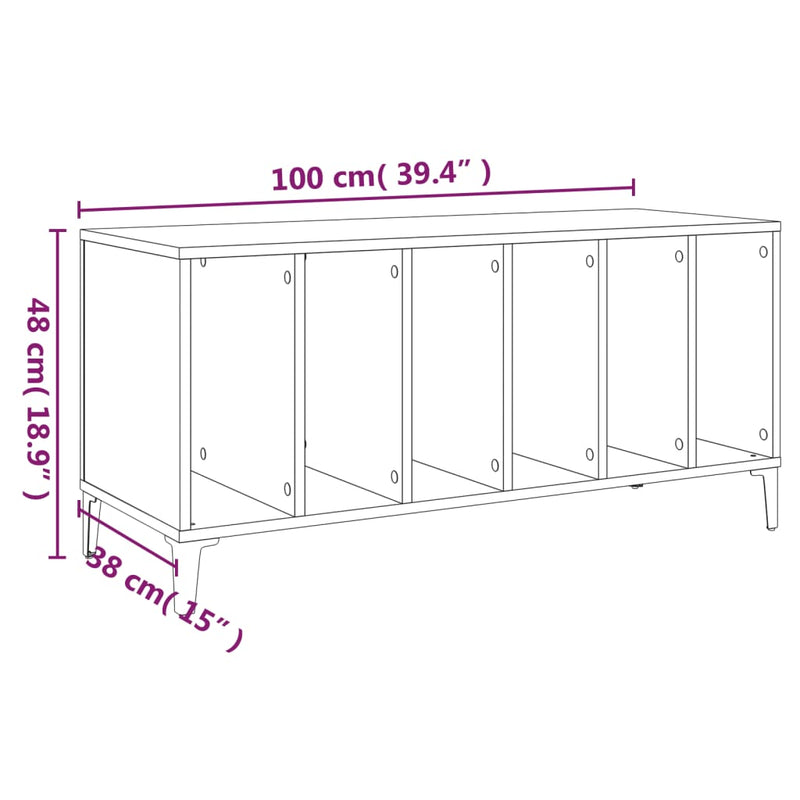 Plattenschrank Sonoma-Eiche 100X38X48 Cm Holzwerkstoff Weiß