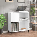 Plattenschrank Weiß 84,5X38X89 Cm Holzwerkstoff Grau