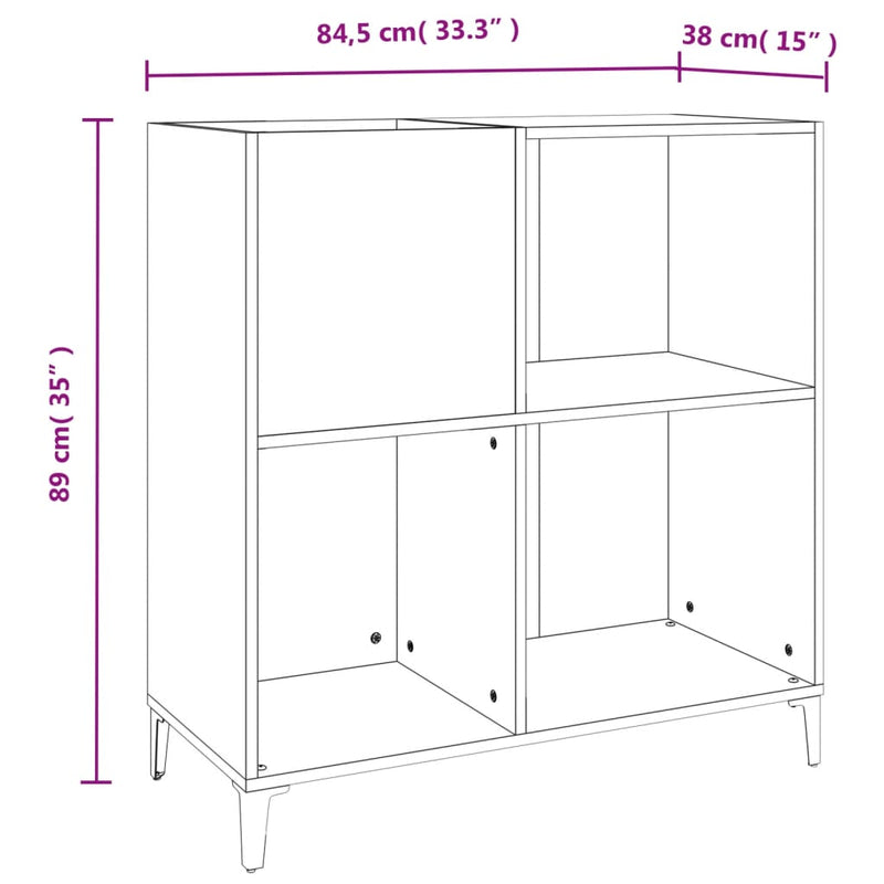 Plattenschrank Räuchereiche 84,5X38X89 Cm Holzwerkstoff