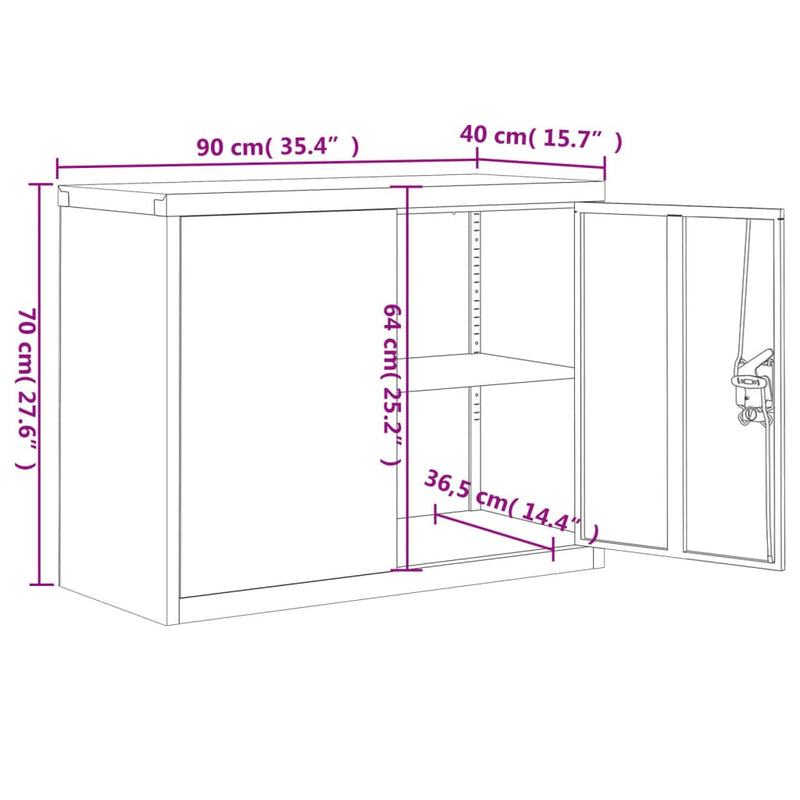 Aktenschrank Anthrazit 90x40x70 cm Stahl