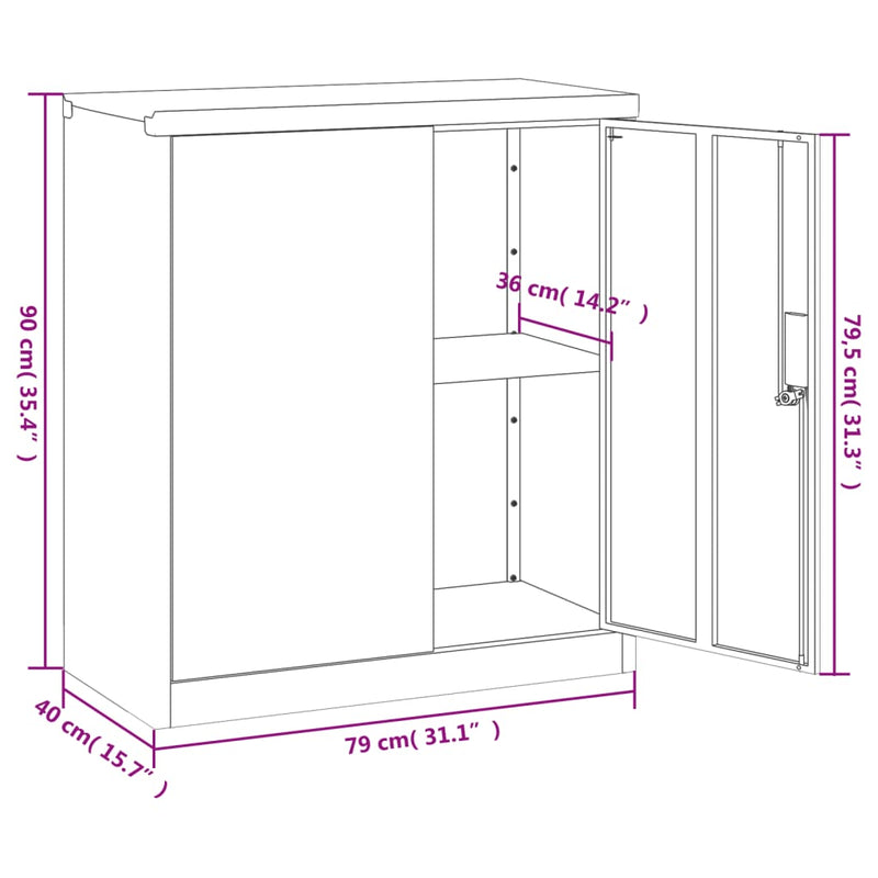 Aktenschrank Hellgrau 79x40x90 cm Stahl