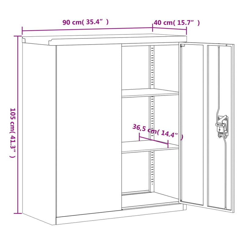 Aktenschrank Hellgrau 90x40x105 cm Stahl