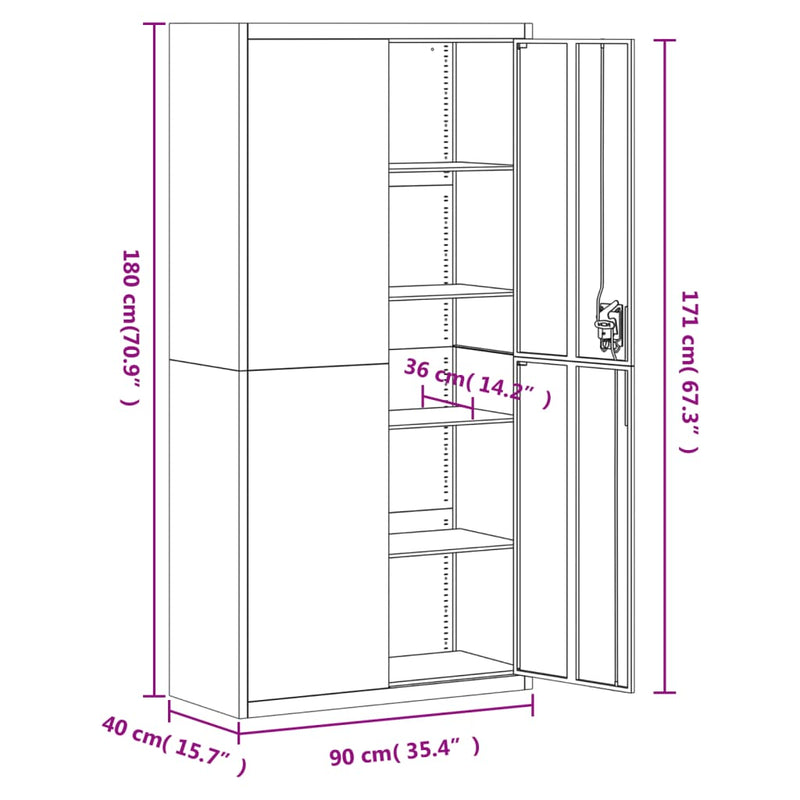 Aktenschrank Hellgrau 90x40x180 cm Stahl