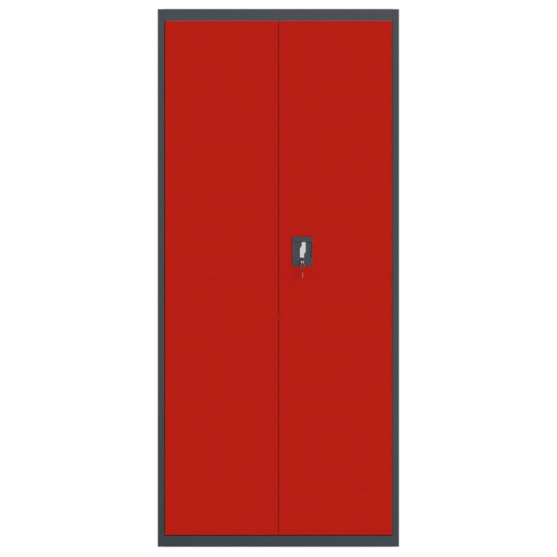 Aktenschrank Anthrazit und Rot 90x40x200 cm Stahl