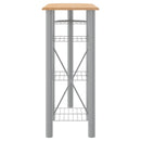 3-Tlg. Bar-Set Grau Und Braun Holzwerkstoff Und Eisen
