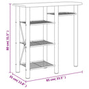 3-Tlg. Bar-Set Grau Und Braun Holzwerkstoff Und Eisen