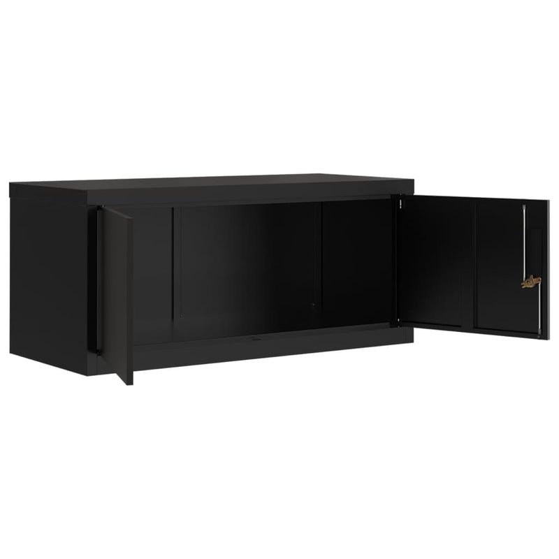 Aktenschrank Schwarz 90x40x145 cm Stahl