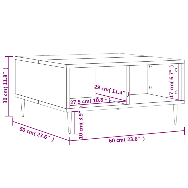 Couchtisch Betongrau 60x60x30 cm Holzwerkstoff