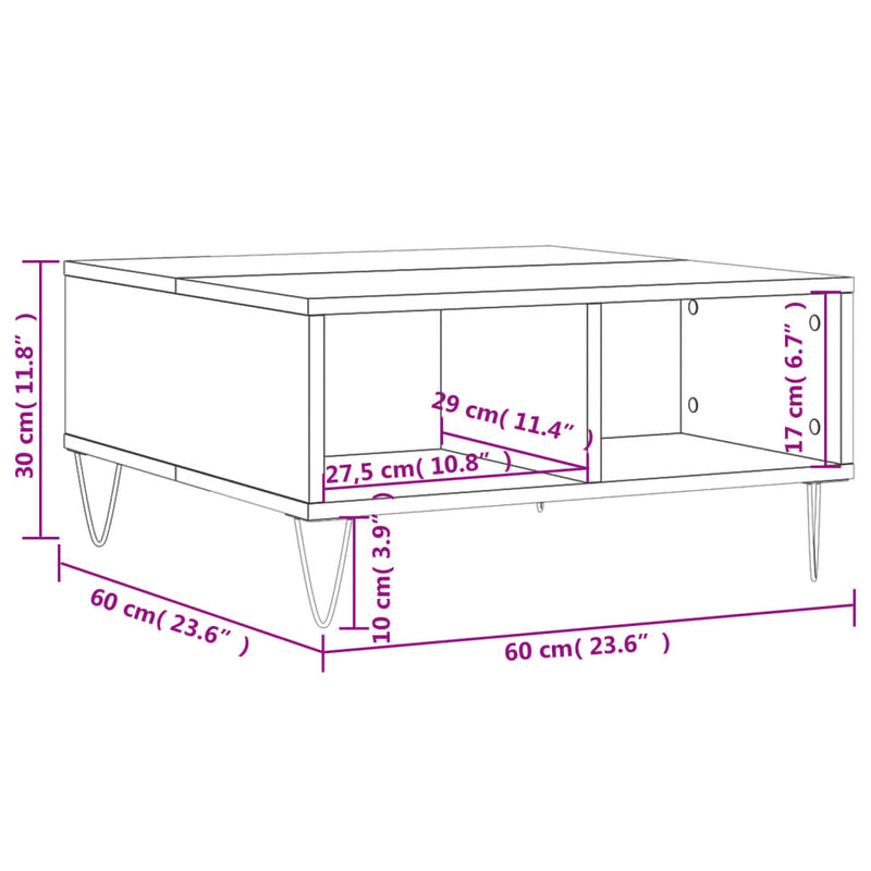 Couchtisch Weiß 60x60x30 cm Holzwerkstoff