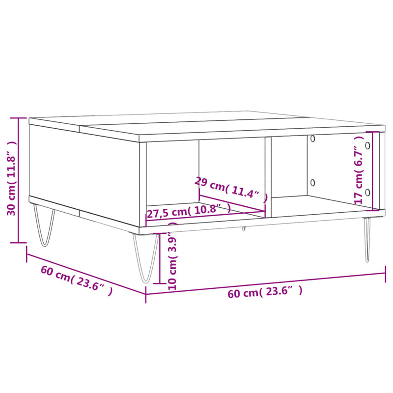 Couchtisch Schwarz 60x60x30 cm Holzwerkstoff