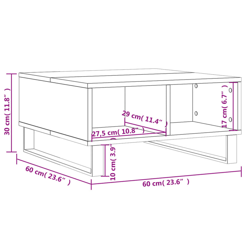 Couchtisch Hochglanz-Weiß 60x60x30 cm Holzwerkstoff